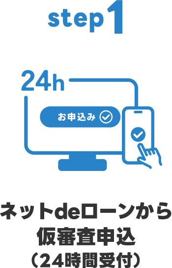 step1 ネットdeローンから仮審査申込（24時間受付）